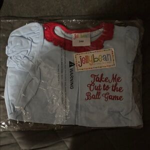 Jellybean Kids Dress - Light Blue and Red Take me out to the ball game